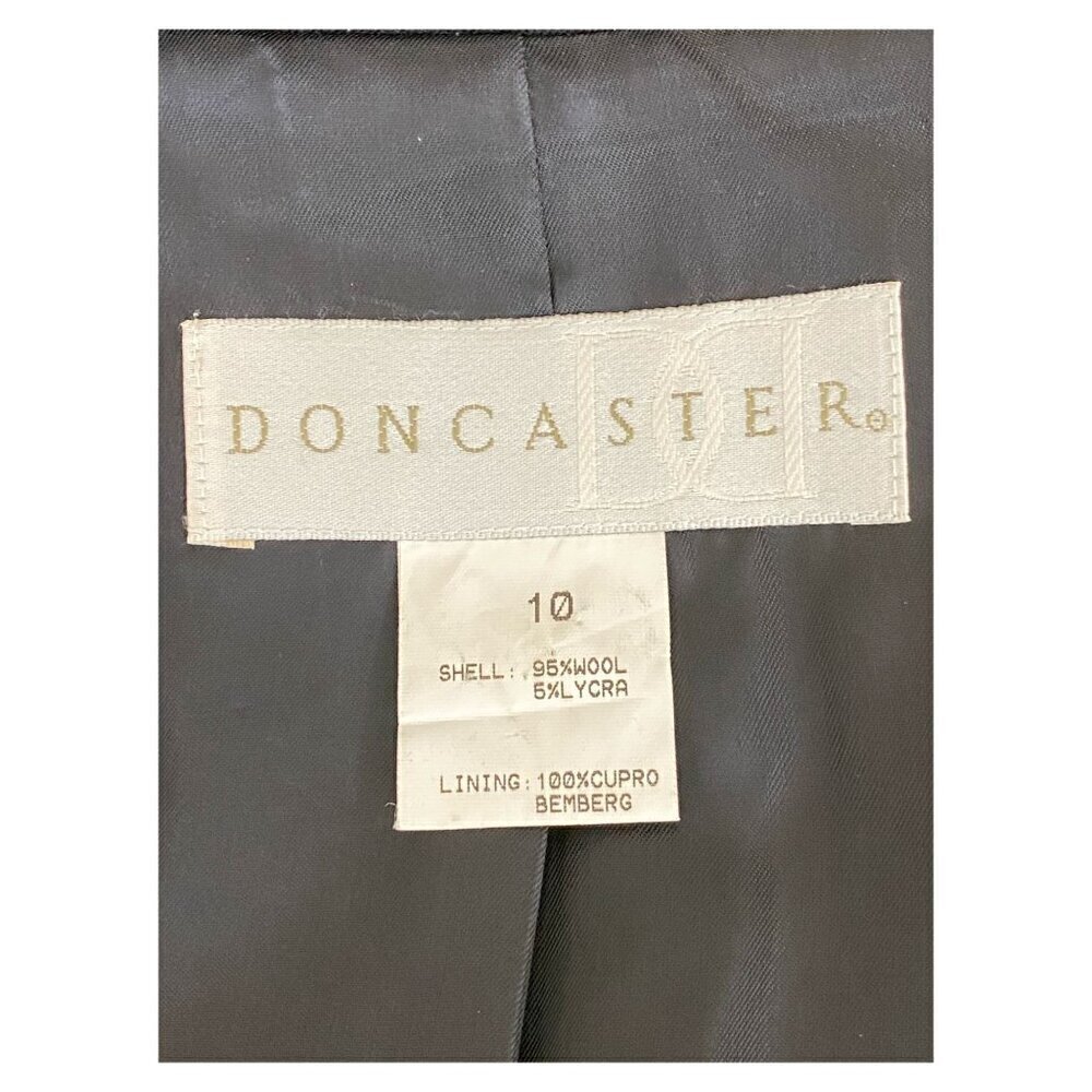 Doncaster Black Pinstripe Double-Breasted One-Button Blazer Jacket Womens Sz 10 - Picture 2 of 7